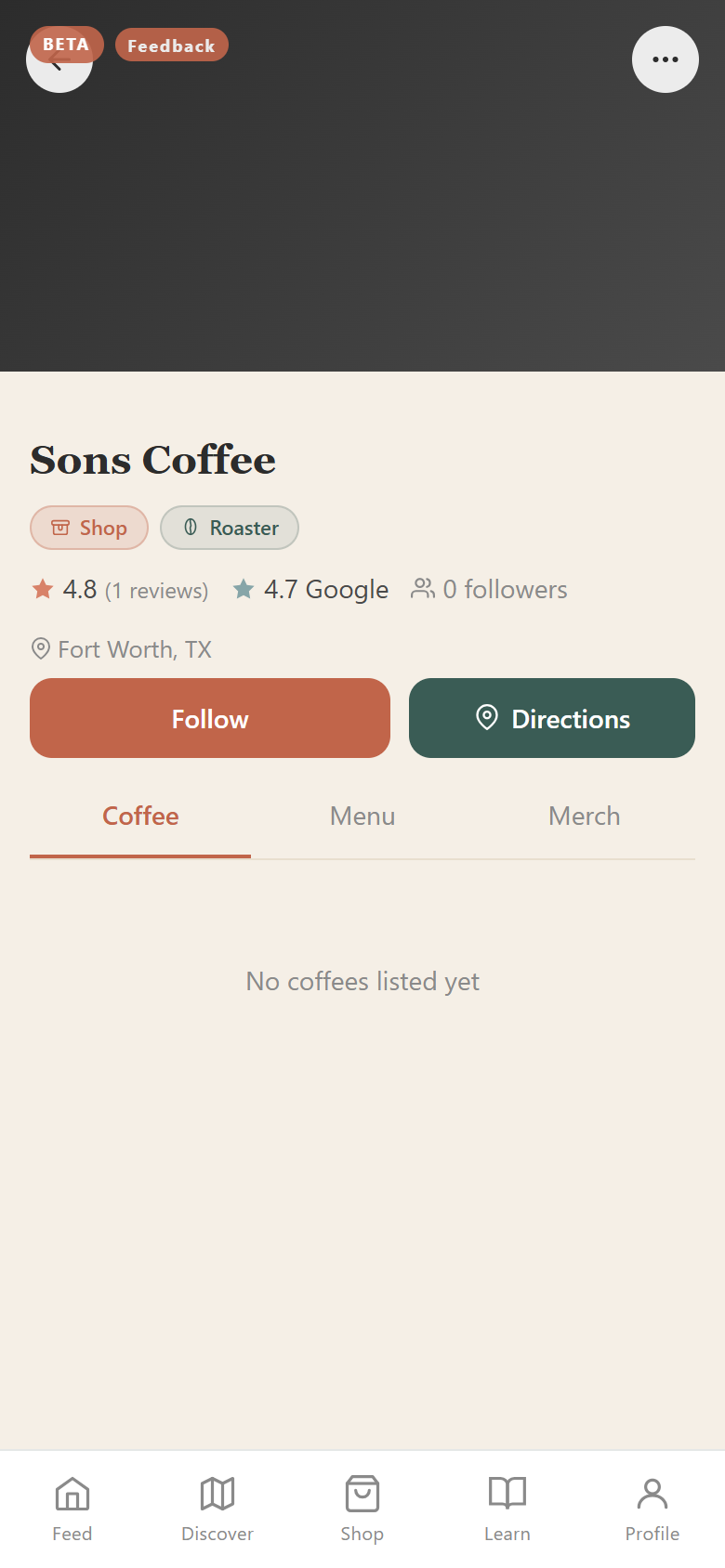 Example business profile on Keido